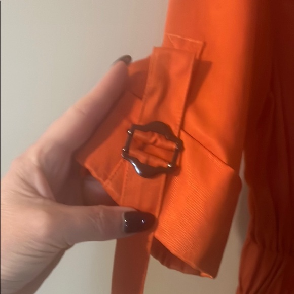 Orange zip up belted lightweight jacket - Picture 4 of 7